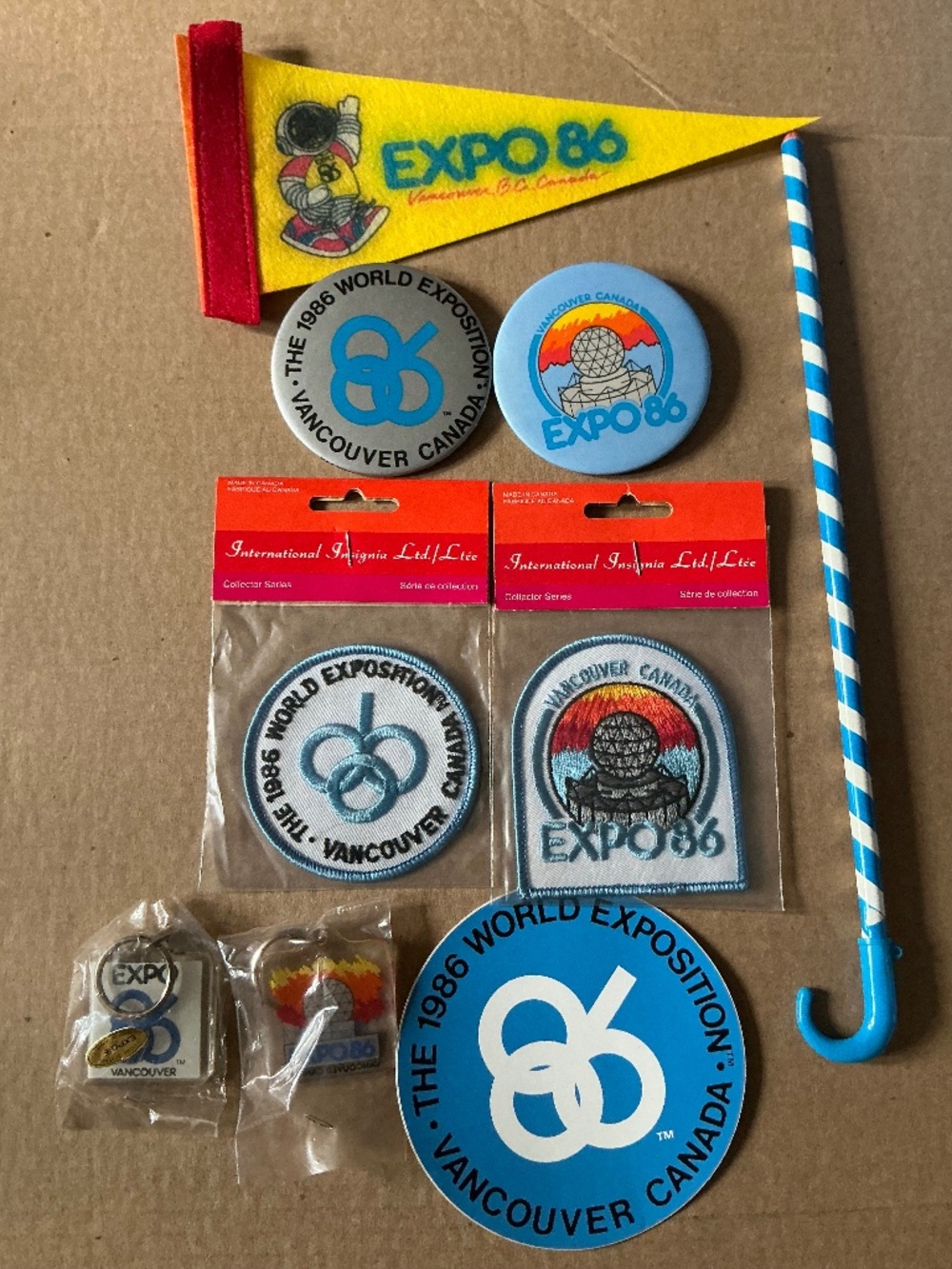 Vintage Expo 86 Vancouver World's Fair Souvenir Bundle Lot Pennant Patches Pins